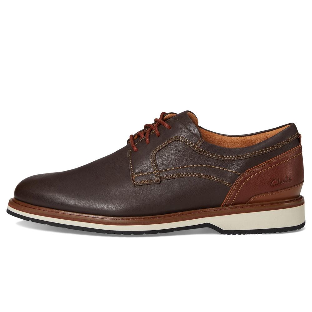NWT Clarks Men's Monahan Plain Brown Leather 9 Wide 